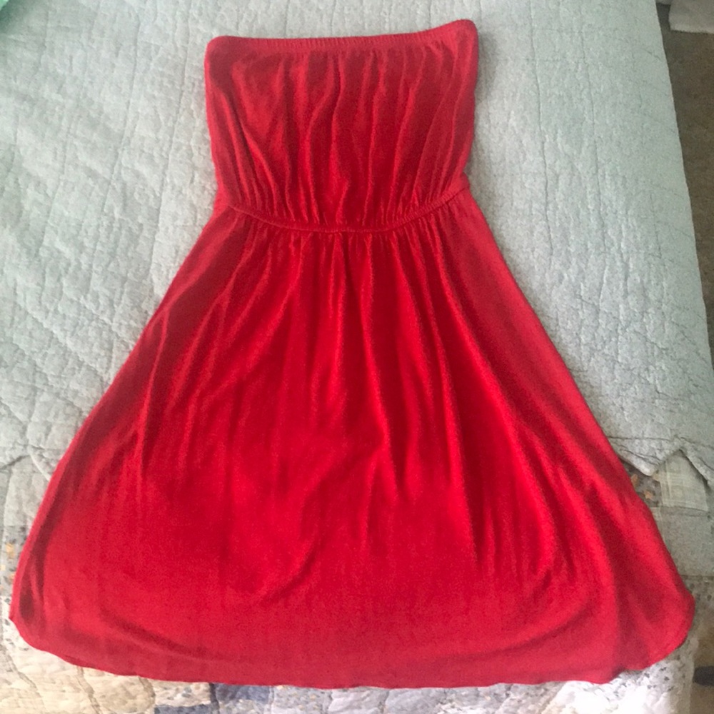 Strapless red dress/cover up
